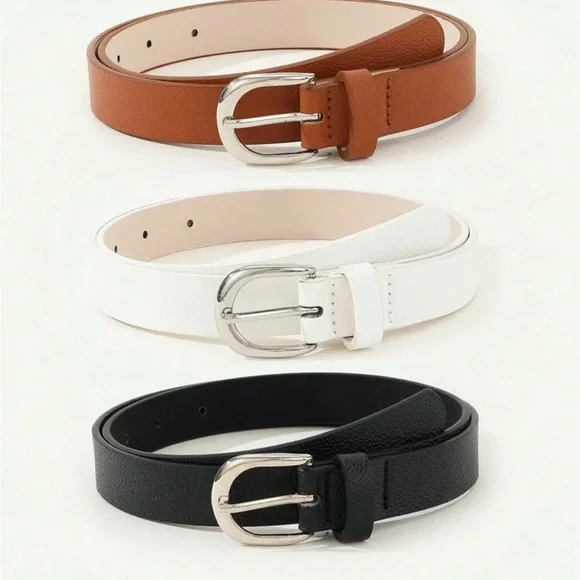 Women's Leather Belt Set - Black, White, and Brown - Picture 7 of 7